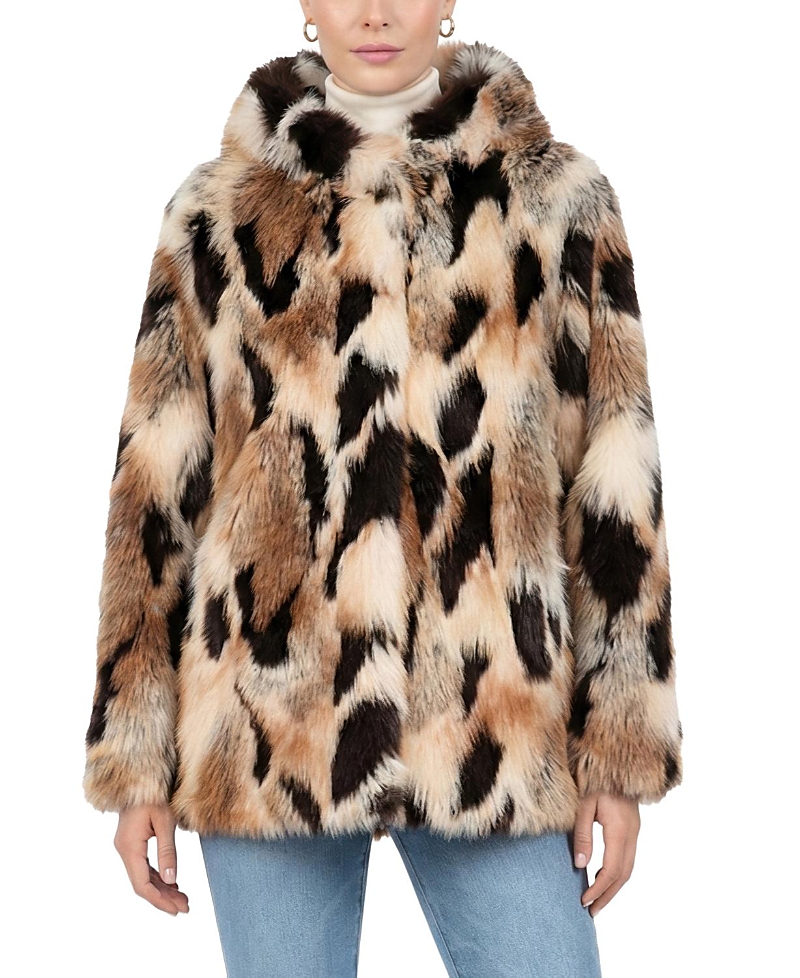 Lyla Grant Faux Fur Parka In Multi