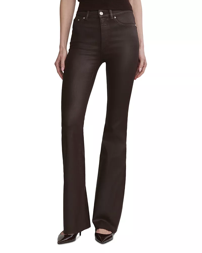 DL1961 Bridget Bootcut High-Rise Instasculpt Wax-Coated Jeans in Dark Elm