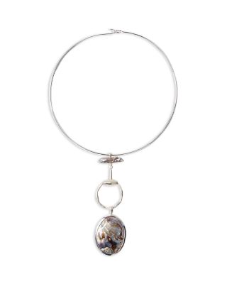 Horsebit Abalone Collar Necklace, 15.5" 