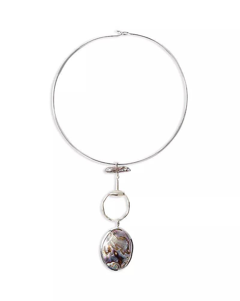 Chan Luu Horsebit Abalone Collar Necklace, 15.5