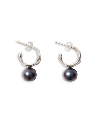 Peacock Freshwater Pearl Cuff Hoop Earrings, 1.25"L 