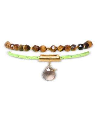 Surf Gemstone Beaded Ankle Bracelets, Set of 2