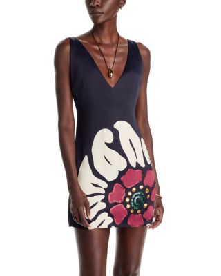 Amal Embellished V Neck Mini Dress