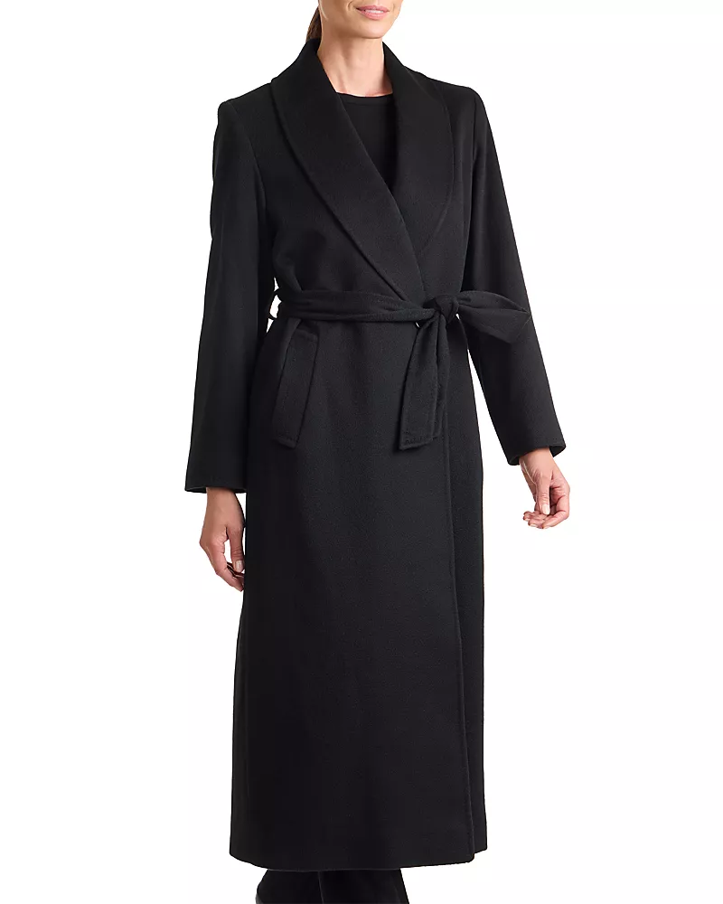 Sofia Cashmere Belted Cashmere Shawl Collar Coat