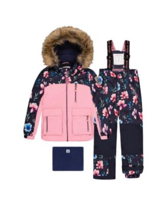  Girls' Play Floral Jacket & Reinforced Pants Two Piece Snowsuit - Big Kid