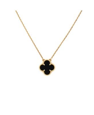  Vintage Alhambra Pendant Necklace 18K Gold and Onyx, 16.5"