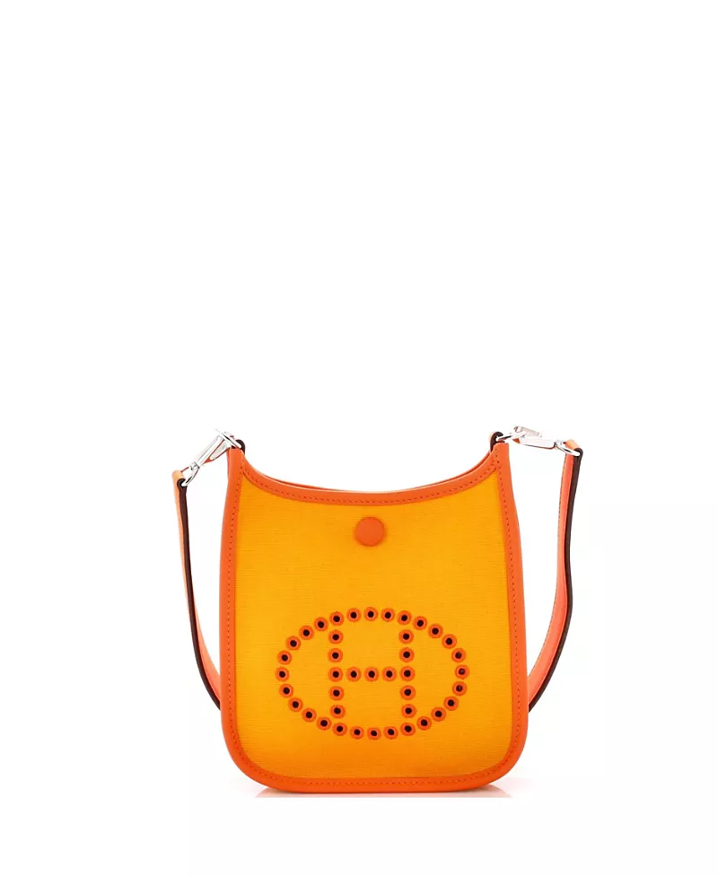 Pre-Owned HERMES Neo Evelyne Mini Canvas & Leather Crossbody