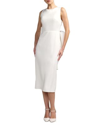  Embellished Crepe Sleeveless Midi Dress With Bow