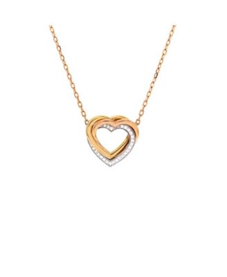  Trinity de Cartier Heart Pendant Necklace 18K Tricolor Gold with Diamonds, 16.25"