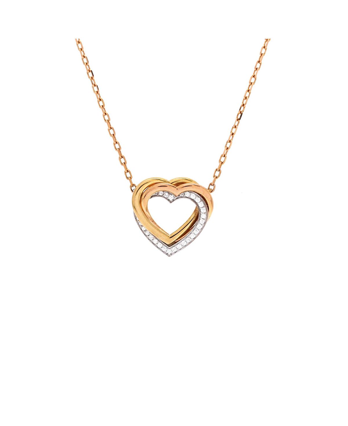 Pre-Owned Cartier Trinity de Cartier Heart Pendant Necklace 18K Tricolor Gold with Diamonds, 16.25