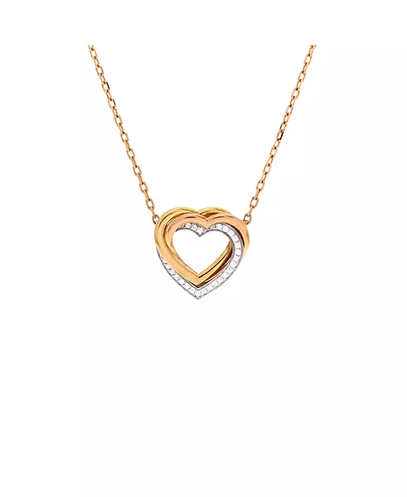 Pre-Owned Cartier Trinity de Cartier Heart Pendant Necklace 18K Tricolor Gold with Diamonds, 16.25
