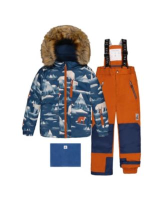  Boys' Play Faux Fur Hood Bear Jacket & Pants Two Piece Snowsuit - Little Kid, Big Kid