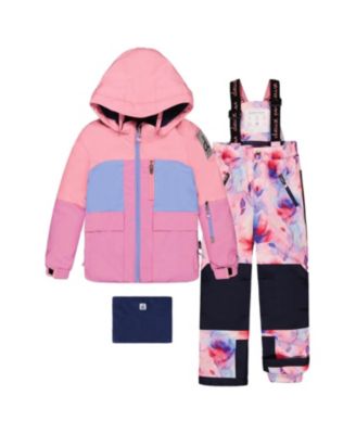  Girls' Play Colorblock Jacket & Floral Pants Two Piece Snowsuit - Big Kid