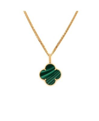  Magic Alhambra Pendant Long Necklace 18K Gold and Malachite