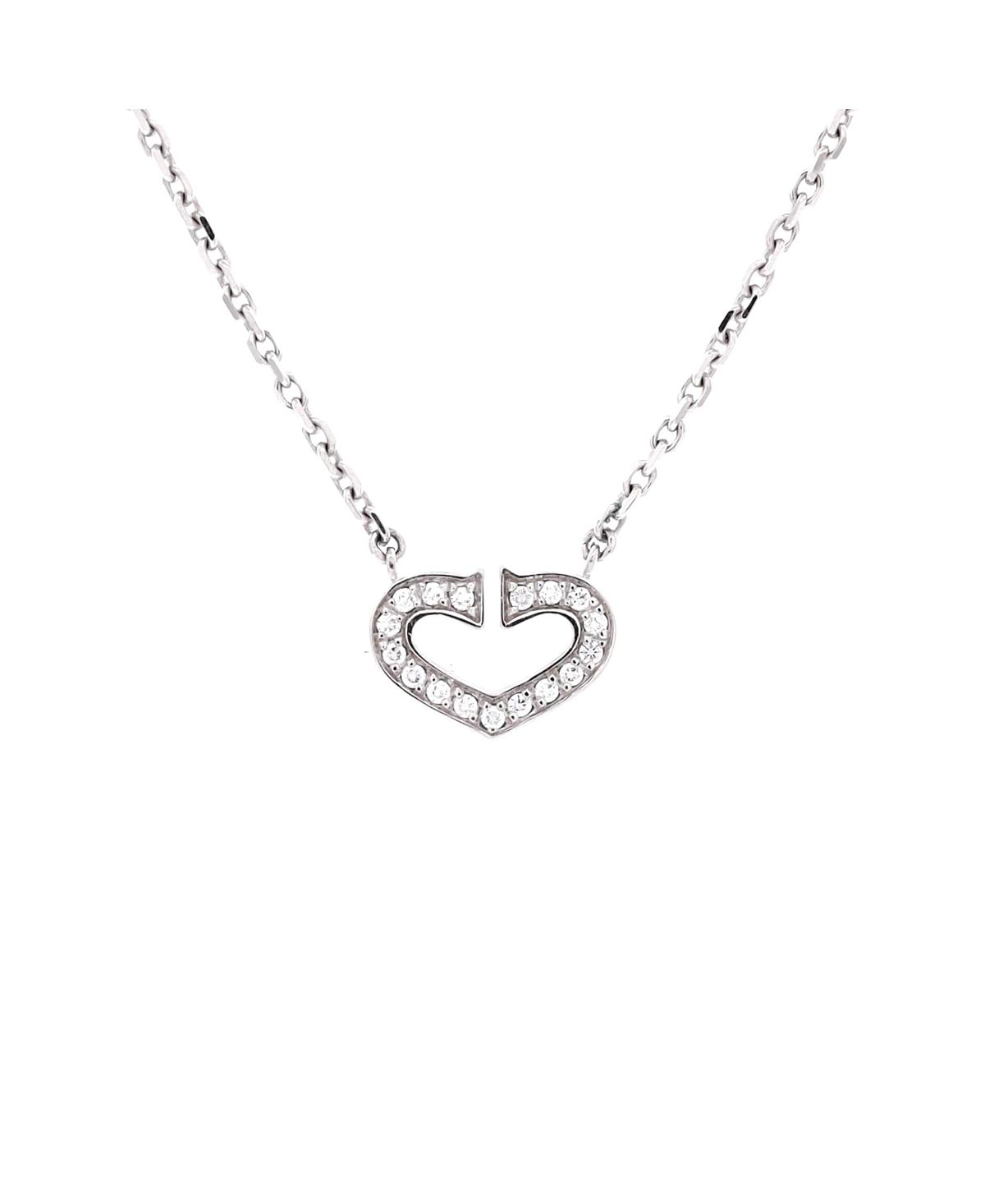 Pre-Owned Cartier C Heart de Cartier Pendant Necklace 18K White Gold with Pave Diamonds