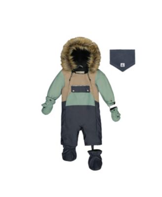 Boys' Play Car Seat Crotch Zipper Fleece Neckwarmer One Piece Snowsuit - Baby
