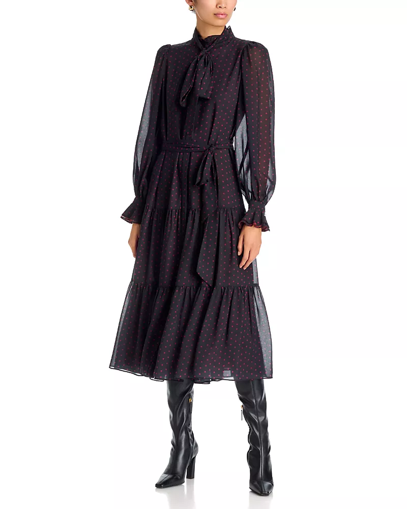 Kobi Halperin Erin Printed Tie Waist Midi Dress