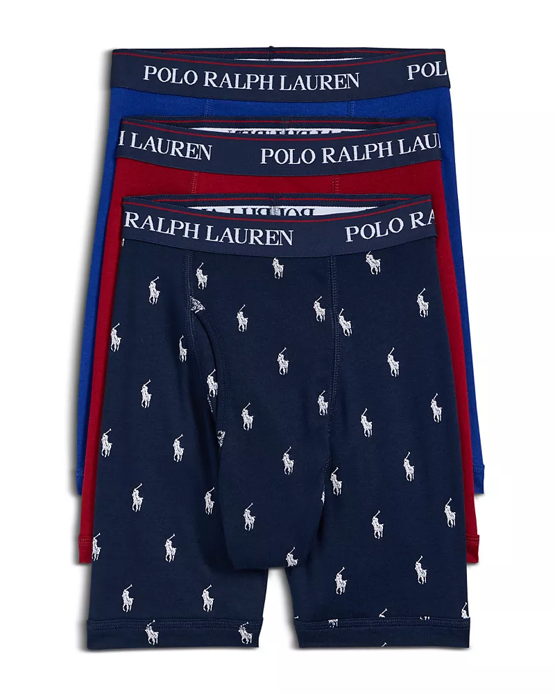 Polo Ralph Lauren Cotton Logo Boxer Briefs, Pack of 3
