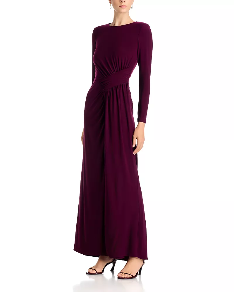Aqua Long Sleeve Ruched Maxi Dress - Exclusive