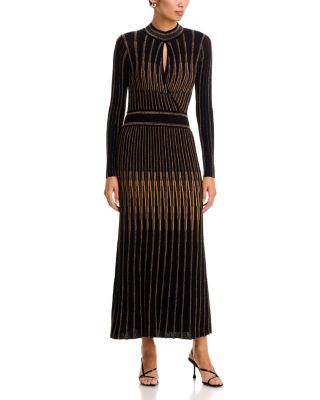 The Alicia Mock Neck Metallic Threaded Dress