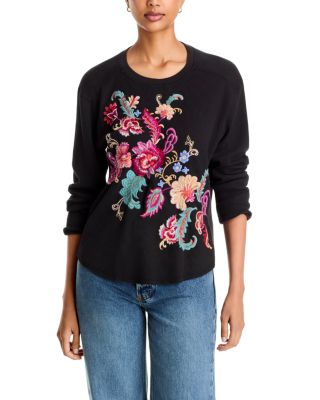 Cotton Waffle Knit Embroidered Top