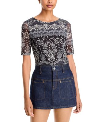 Elizabetta Mesh Boat Neck Tee