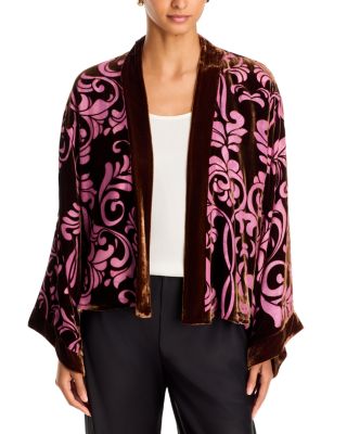 Shakri Short Velvet Trim Kimono