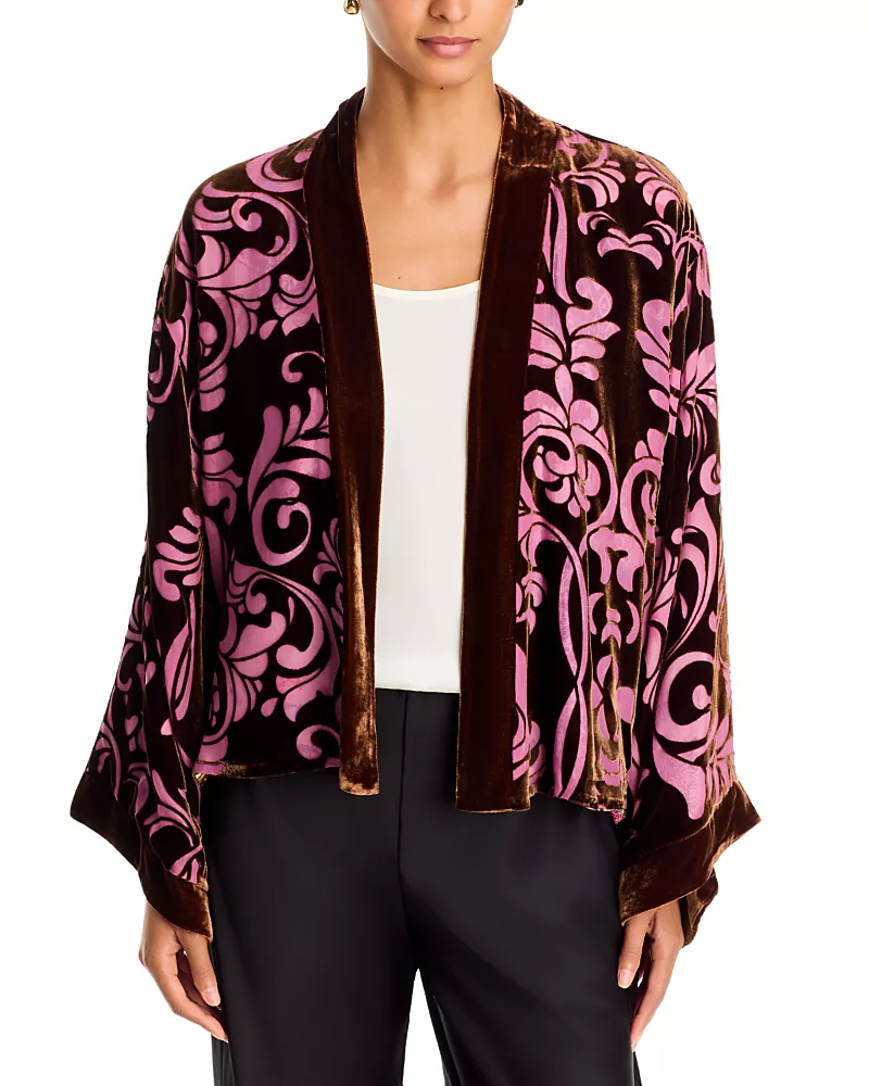 Johnny Was Shakri Short Velvet Trim Kimono