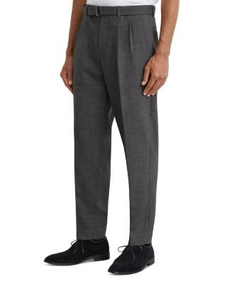 Strap Tapered Fit Belted Pleat Trousers