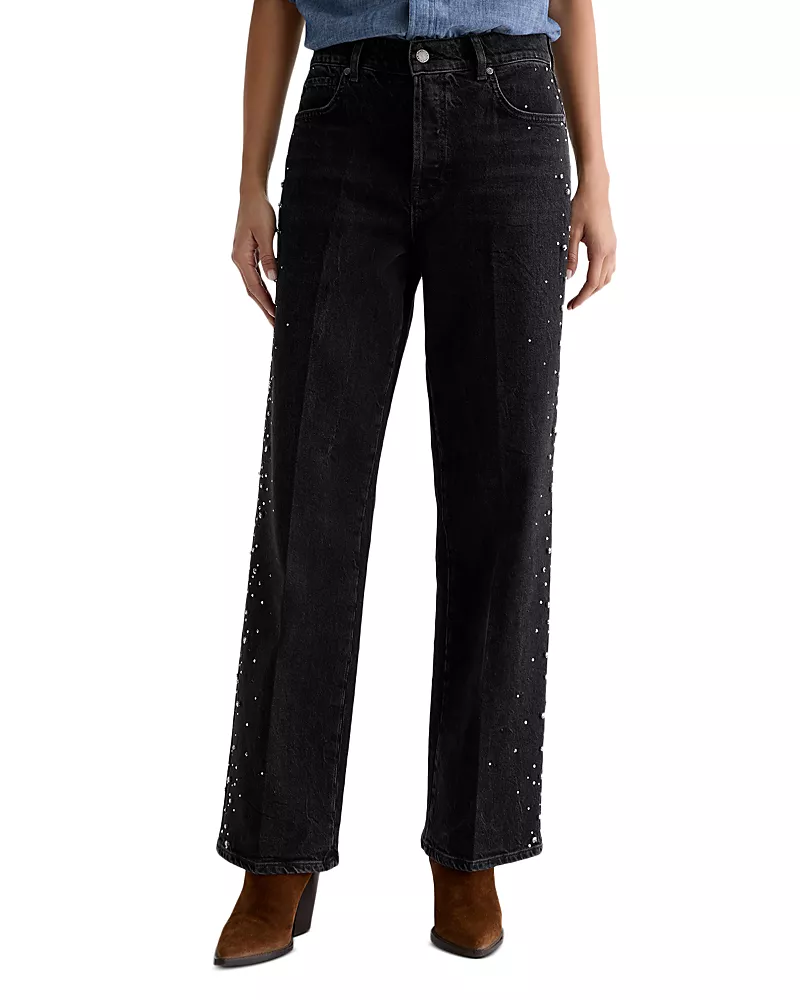 Ag Billie High Rise Relaxed Straight Jeans in Black Tie
