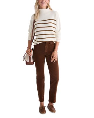 Mock Neck Cotton Nautical Stripe Sweater