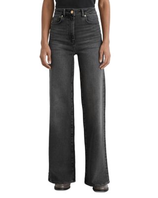 Petites Jas High Rise Wide Leg Jeans in Washed Grey