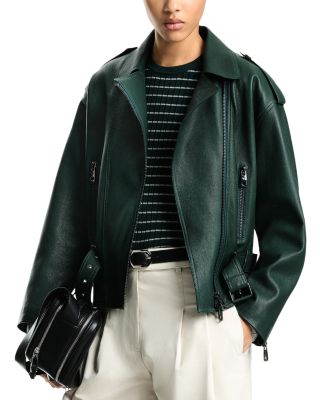 Green Leather Biker Jacket