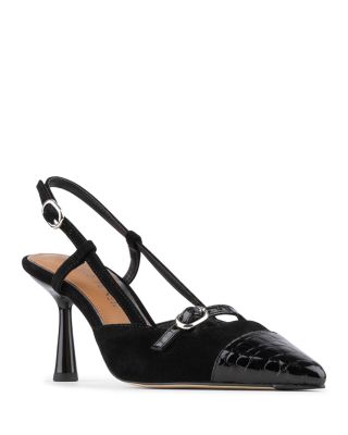 Women's Suede Croco Patent Slingback Pumps