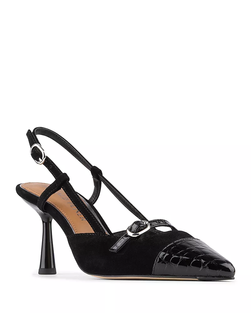 Donald Pliner Women's Suede Croco Patent Slingback Pumps