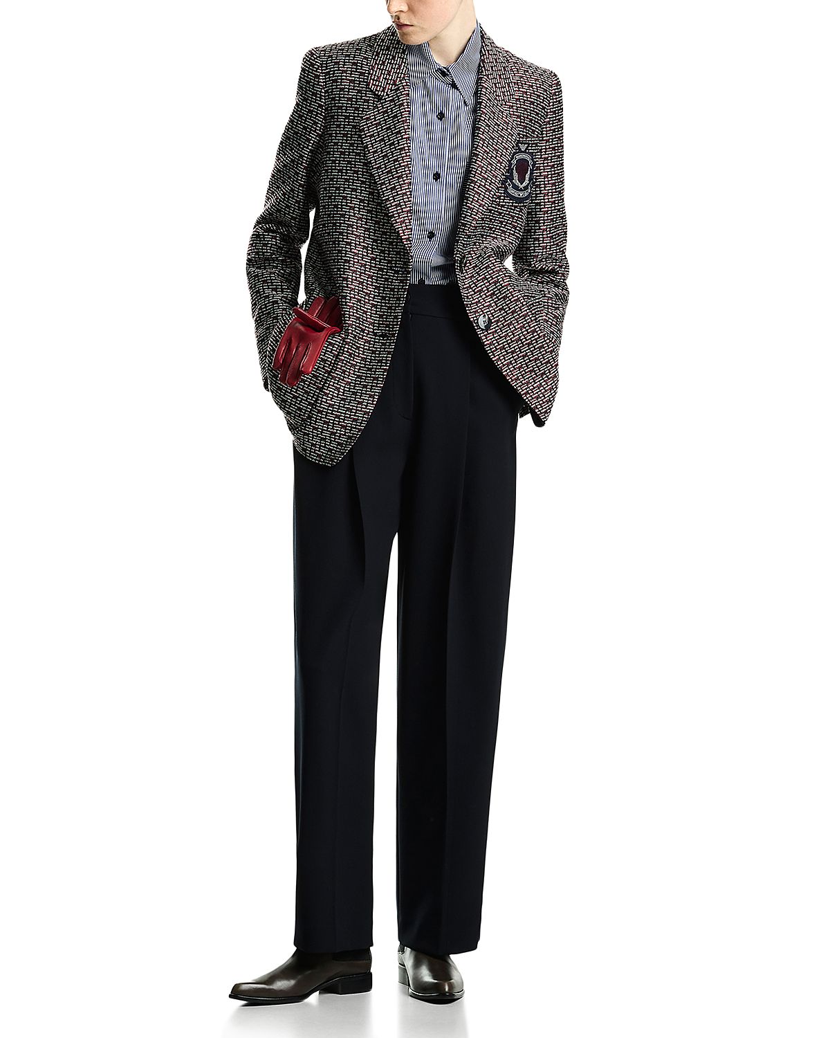 Emporio Armani Basket Weave Logo Patch Blazer