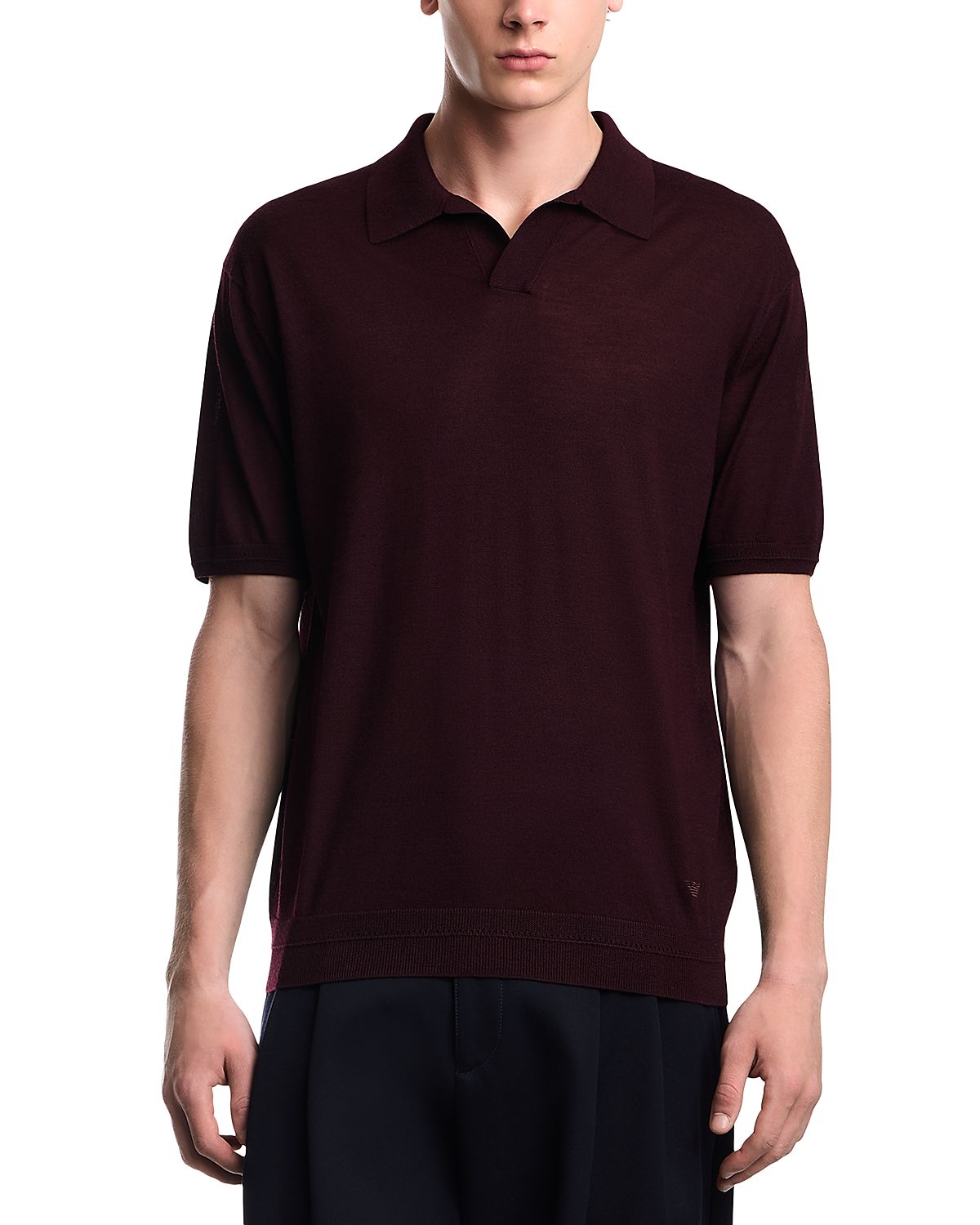Emporio Armani Wool & Silk Blend Polo Sweater