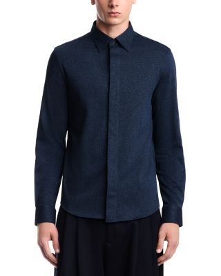 Cotton Herringbone Hidden Placket Shirt
