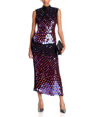 Embellished Silk Mock Neck Shell & Embellished Silk Pencil Skirt