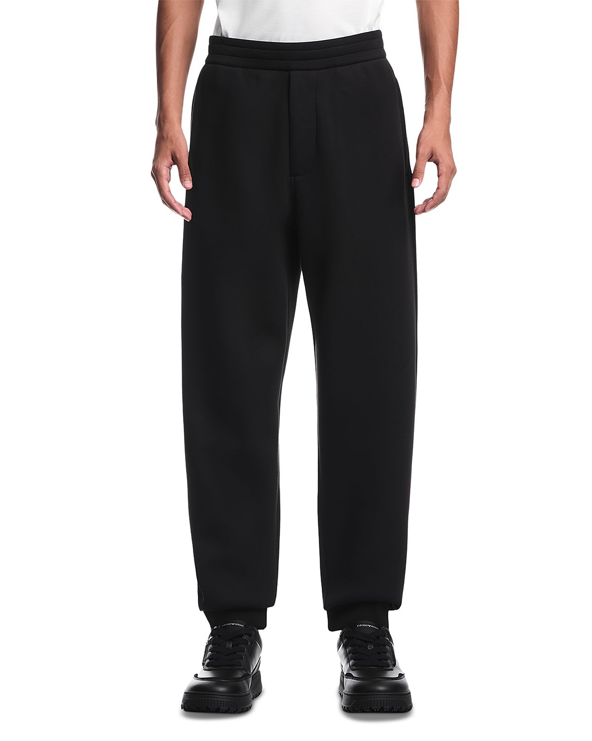 Emporio Armani Elastic Waistband Cuffed Fleece Joggers