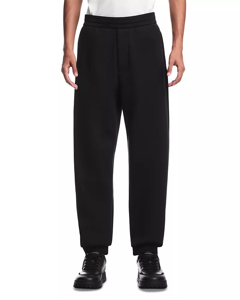 Emporio Armani Elastic Waistband Cuffed Fleece Joggers