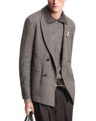 Double Breasted Cotton Blend Mouline Jersey Blazer