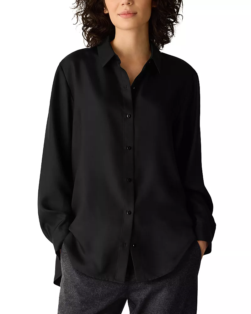 Eileen Fisher Classic Collar Silk Shirt