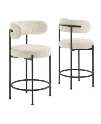  Albie Boucle Fabric Counter Stools, Set of 2