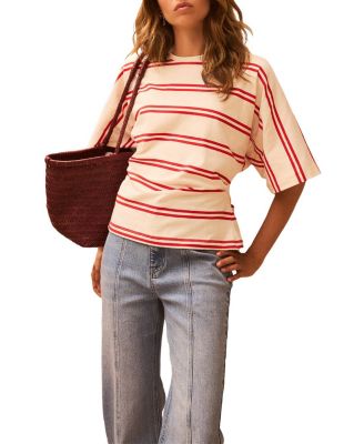  Women's Striped Batwing T-Shirt