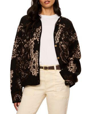 Jacquard Knit Collarless Jacket
