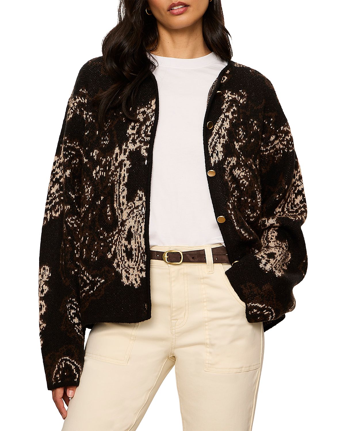 Sanctuary Jacquard Knit Collarless Jacket