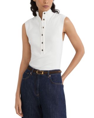 Isla Stretch Cotton Funnel Neck Top