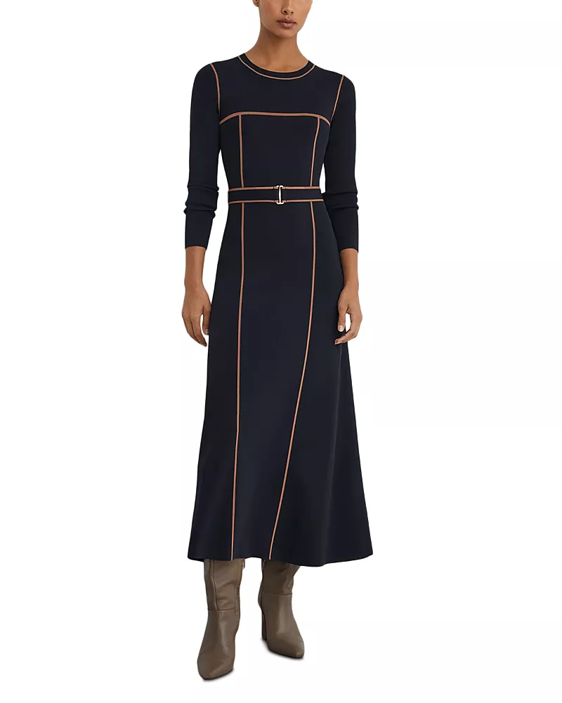 Reiss Petite Etta Round Neck Midi Dress