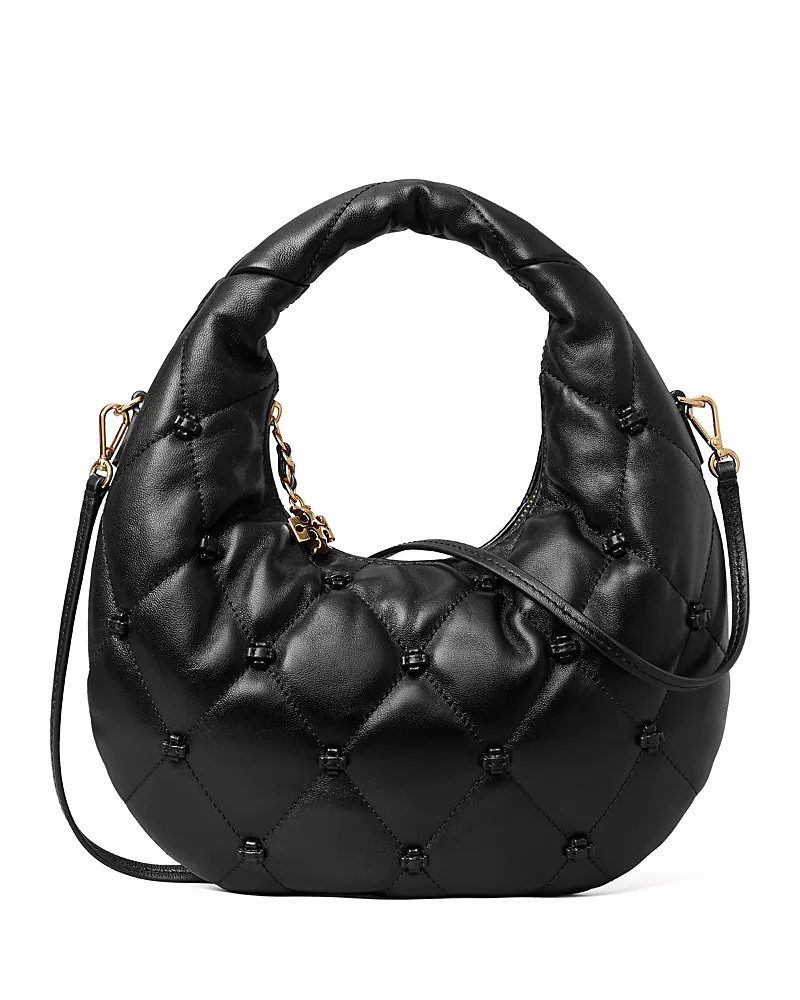 Tory Burch Bunny Knot Leather Crescent Bag